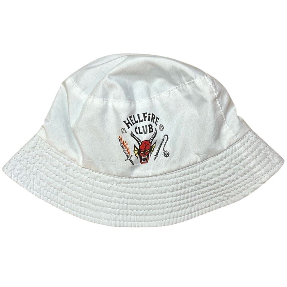 Stranger Things Hellfire Club White Bucket Hat | Netflix Season 4 Adult One Size